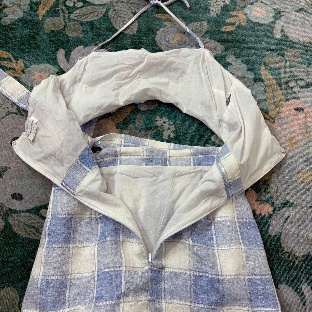 Lovers + Friends Irena Dress Revolve Small Blue White Plaid Cutout Halter Check - Picture 10 of 11